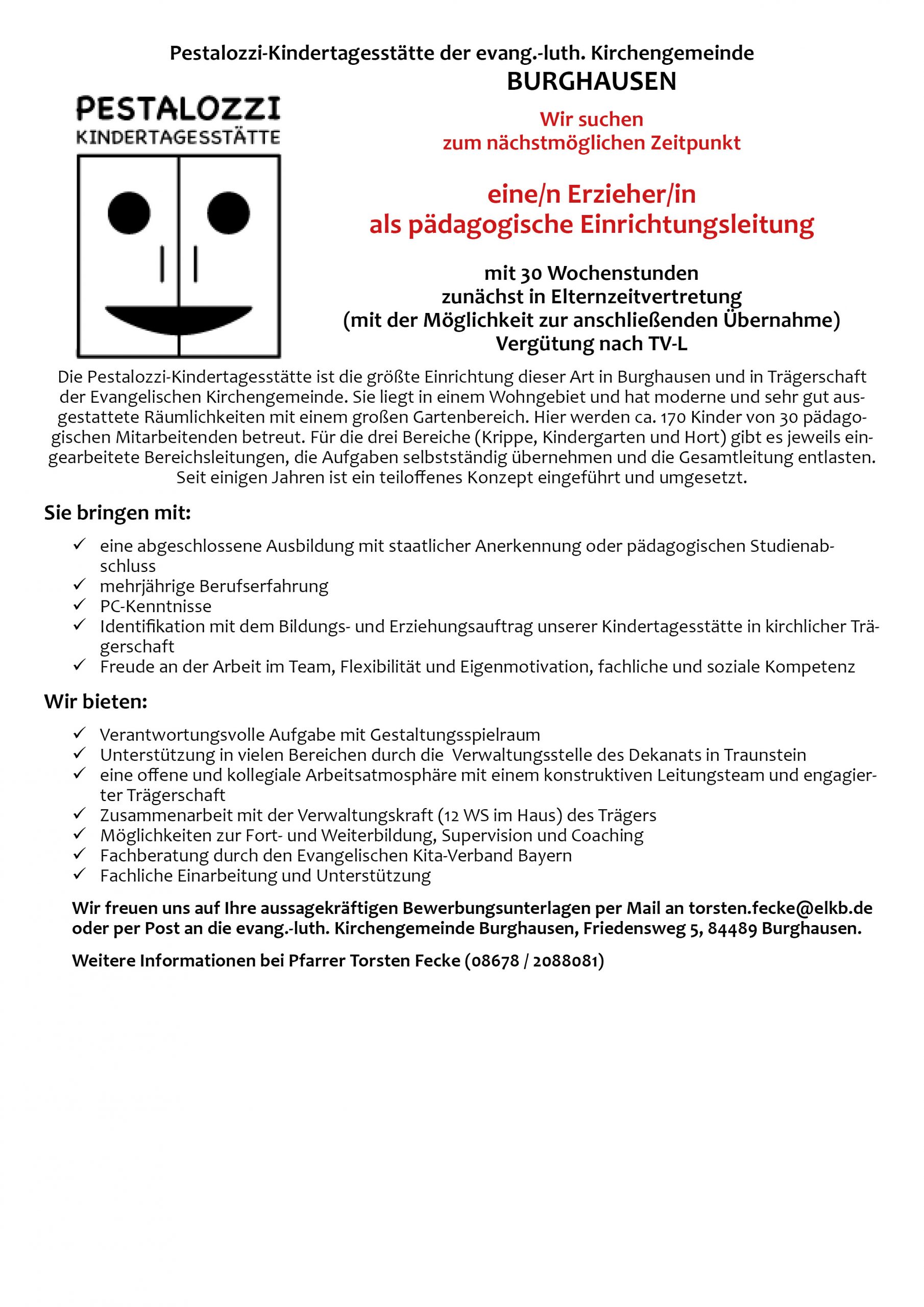 FREIE STELLEN – Pestalozzi Kindertagesstätte