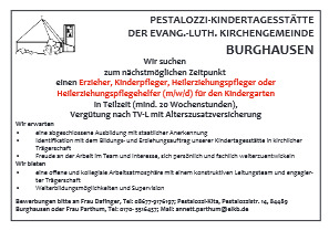 FREIE STELLEN – Pestalozzi Kindertagesstätte